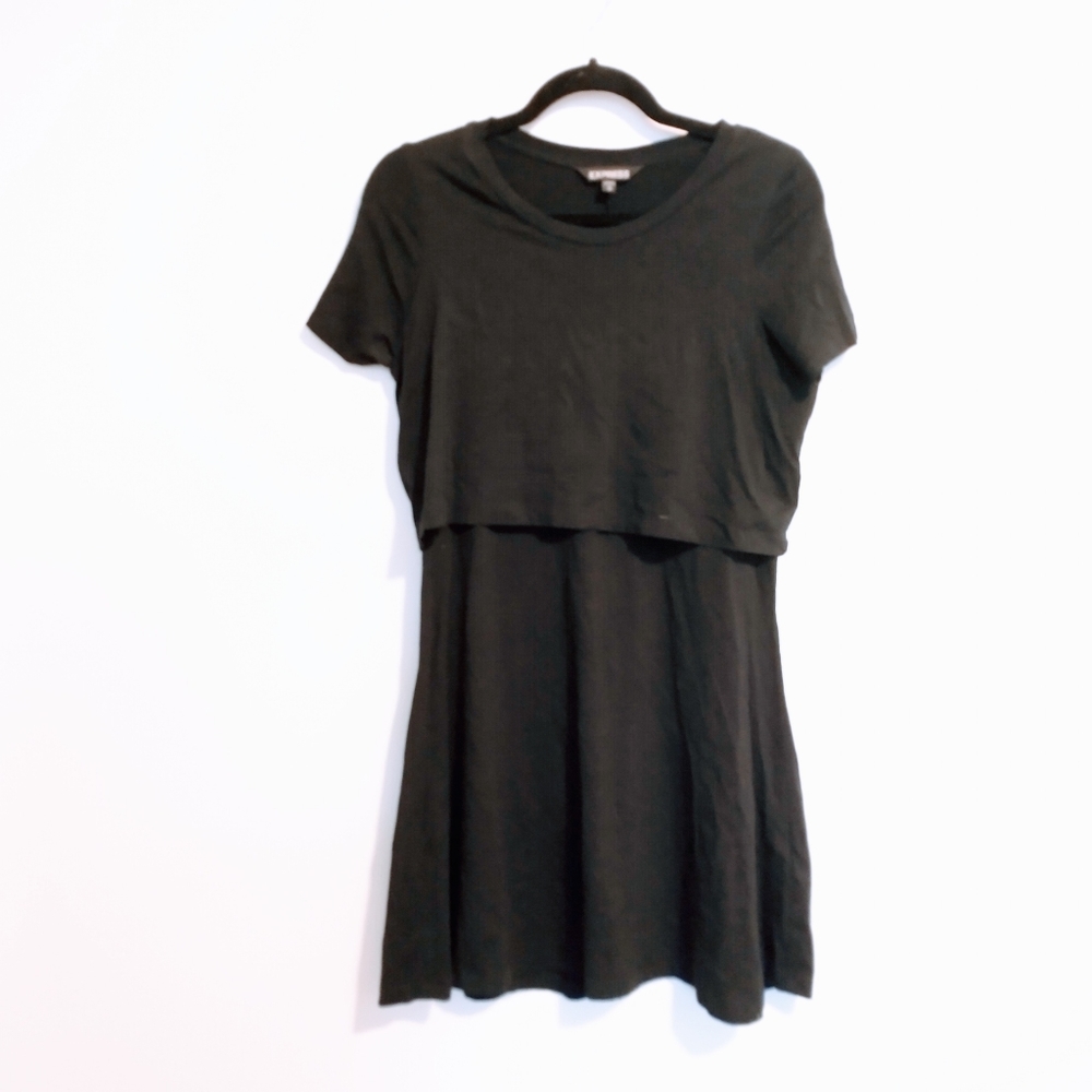 Express black t-shirt dress with flared skirt size small